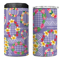 Hawaiian Leis 4 in 1 Can Cooler Tumbler Kakau Tattoos and Palaka Pastel Purple Color LT03 One Size: 16 oz Purple - Polynesian Pride