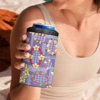 Hawaiian Leis 4 in 1 Can Cooler Tumbler Kakau Tattoos and Palaka Pastel Purple Color LT03 - Polynesian Pride