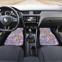 Hawaiian Leis Car Mats Kakau Tattoos and Palaka Pastel Purple Color