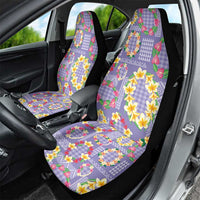Hawaiian Leis Car Seat Cover Kakau Tattoos and Palaka Pastel Purple Color