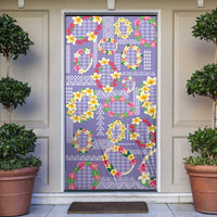 Hawaiian Leis Door Cover Kakau Tattoos and Palaka Pastel Purple Color