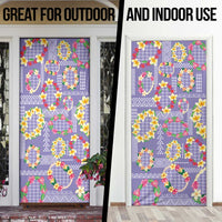 Hawaiian Leis Door Cover Kakau Tattoos and Palaka Pastel Purple Color