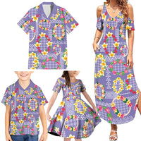 Hawaiian Leis Family Matching Summer Maxi Dress and Hawaiian Shirt Kakau Tattoos and Palaka Pastel Purple Color LT03 - Polynesian Pride