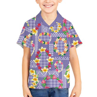 Hawaiian Leis Family Matching Tank Maxi Dress and Hawaiian Shirt Kakau Tattoos and Palaka Pastel Purple Color LT03 Son's Shirt Purple - Polynesian Pride