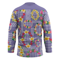 Hawaiian Leis Hockey Jersey Kakau Tattoos and Palaka Pastel Purple Color