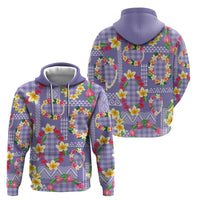 Hawaiian Leis Hoodie Kakau Tattoos and Palaka Pastel Purple Color