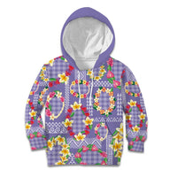 Hawaiian Leis Kid Hoodie Kakau Tattoos and Palaka Pastel Purple Color