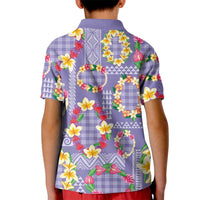 Hawaiian Leis Kid Polo Shirt Kakau Tattoos and Palaka Pastel Purple Color