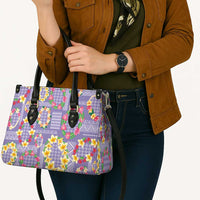Hawaiian Leis Leather Bag Kakau Tattoos and Palaka Pastel Purple Color