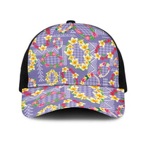 Hawaiian Leis Mesh Trucker Cap Kakau Tattoos and Palaka Pastel Purple Color