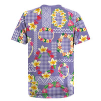 Hawaiian Leis Rugby Jersey Kakau Tattoos and Palaka Pastel Purple Color
