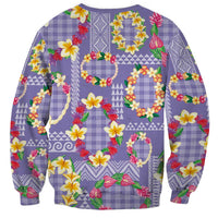 Hawaiian Leis Sweatshirt Kakau Tattoos and Palaka Pastel Purple Color