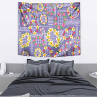 Hawaiian Leis Tapestry Kakau Tattoos and Palaka Pastel Purple Color