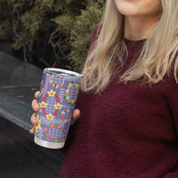 Hawaiian Leis Tumbler Cup Kakau Tattoos and Palaka Pastel Purple Color