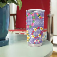 Hawaiian Leis Tumbler Cup Kakau Tattoos and Palaka Pastel Purple Color