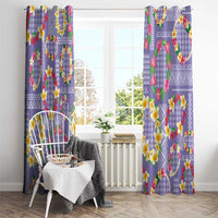 Hawaiian Leis Window Curtain Kakau Tattoos and Palaka Pastel Purple Color