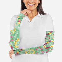 Hawaiian Leis Arm Sleeves Kakau Tattoos and Palaka Pastel Green Color