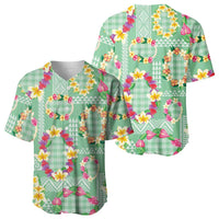 Hawaiian Leis Baseball Jersey Kakau Tattoos and Palaka Pastel Green Color