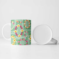 Hawaiian Leis Ceramic Mug Kakau Tattoos and Palaka Pastel Green Color