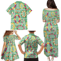 Hawaiian Leis Family Matching Puletasi and Hawaiian Shirt Kakau Tattoos and Palaka Pastel Green Color LT03 - Polynesian Pride