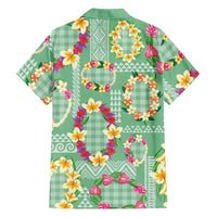 Hawaiian Leis Family Matching Short Sleeve Bodycon Dress and Hawaiian Shirt Kakau Tattoos and Palaka Pastel Green Color LT03 - Polynesian Pride