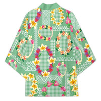 Hawaiian Leis Kimono Kakau Tattoos and Palaka Pastel Green Color