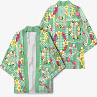 Hawaiian Leis Kimono Kakau Tattoos and Palaka Pastel Green Color