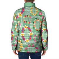 Hawaiian Leis Padded Jacket Kakau Tattoos and Palaka Pastel Green Color