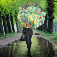 Hawaiian Leis Umbrella Kakau Tattoos and Palaka Pastel Green Color