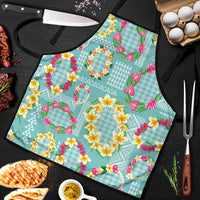 Hawaiian Leis Apron Kakau Tattoos and Palaka Pastel Teal Color