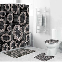 Hawaiian Leis Bathroom Set Kakau Tattoos and Palaka Pastel Grayscale