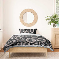Hawaiian Leis Bedding Set Kakau Tattoos and Palaka Pastel Grayscale