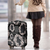 Hawaiian Leis Luggage Cover Kakau Tattoos and Palaka Pastel Grayscale