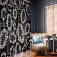 Hawaiian Leis Window Curtain Kakau Tattoos and Palaka Pastel Grayscale