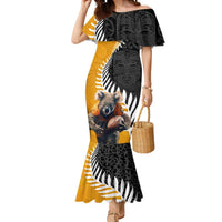 New Zealand and Australia Rugby Mermaid Dress Koala and Maori Warrior Together LT03 Women Black - Polynesian Pride