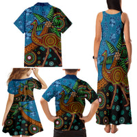 Fiji and Australia Family Matching Tank Maxi Dress and Hawaiian Shirt Palm Tree and Abogirinal Emu