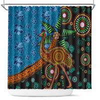 Fiji and Australia Shower Curtain Palm Tree and Abogirinal Emu