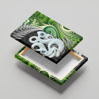 New Zealand Koru Natural Canvas Wall Art Manaia and Silver Fern Maori Pattern LT03 - Polynesian Pride