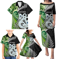 New Zealand Koru Natural Family Matching Puletasi and Hawaiian Shirt Manaia and Silver Fern Maori Pattern LT03 - Polynesian Pride