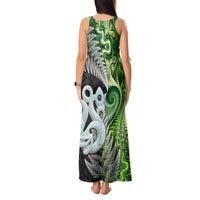 New Zealand Koru Natural Tank Maxi Dress Manaia and Silver Fern Maori Pattern LT03 - Polynesian Pride