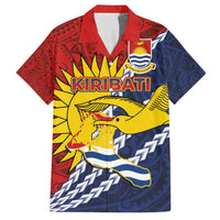 Kiribati Independence Day Family Matching Off The Shoulder Long Sleeve Dress and Hawaiian Shirt Polynesian and Melanesian Art Tattoo LT03 Dad's Shirt - Short Sleeve Red - Polynesian Pride