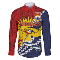 Kiribati Independence Day Family Matching Off The Shoulder Long Sleeve Dress and Hawaiian Shirt Polynesian and Melanesian Art Tattoo LT03 Dad's Shirt - Long Sleeve Red - Polynesian Pride