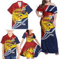 Kiribati Independence Day Family Matching Off Shoulder Maxi Dress and Hawaiian Shirt Polynesian and Melanesian Art Tattoo LT03 - Polynesian Pride