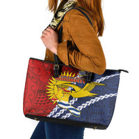 Kiribati Independence Day Leather Tote Bag Polynesian and Melanesian Art Tattoo LT03 Red - Polynesian Pride