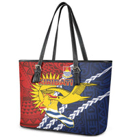 Kiribati Independence Day Leather Tote Bag Polynesian and Melanesian Art Tattoo LT03 - Polynesian Pride