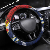Kiribati Independence Day Steering Wheel Cover Polynesian and Melanesian Art Tattoo LT03 Universal Fit Red - Polynesian Pride