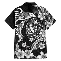 Guam Dolphins Tribal Tattoo Family Matching Tank Maxi Dress and Hawaiian Shirt Polynesian Art and Tropical Flower Grayscale LT03 - Polynesian Pride
