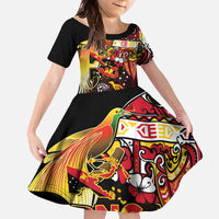 Papua New Guinea 2025 Family Matching Off The Shoulder Long Sleeve Dress and Hawaiian Shirt 50th Independence Day Anniversary LT03 Daughter's Dress Red - Polynesian Pride