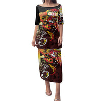 Papua New Guinea 2025 Family Matching Puletasi and Hawaiian Shirt 50th Independence Day Anniversary LT03 Mom's Dress Red - Polynesian Pride