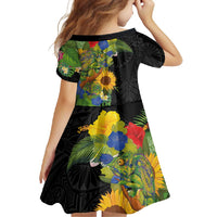 Hawaiian Tropical Plants and Chameleon Family Matching Long Sleeve Bodycon Dress and Hawaiian Shirt Polynesian Art Colorful LT03 - Polynesian Pride